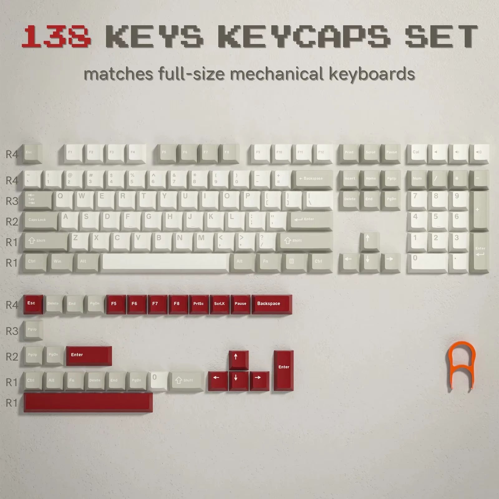 138 Keys Retro Brown Gray PBT Keycap Double Shot Cherry Profile Key Caps for Cherry MX Switches Mechanical Gamer Keyboard