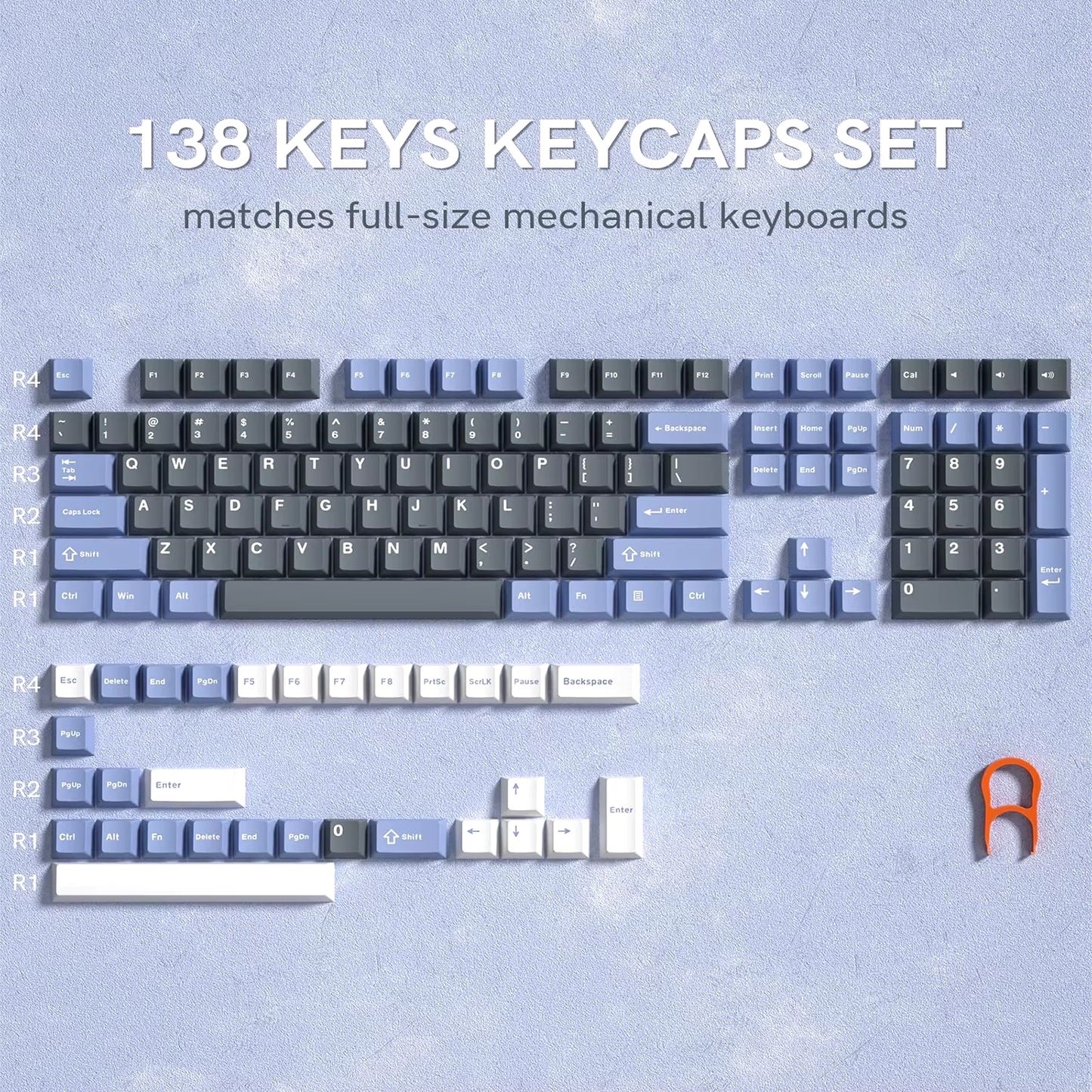 138 Keys Retro Brown Gray PBT Keycap Double Shot Cherry Profile Key Caps for Cherry MX Switches Mechanical Gamer Keyboard