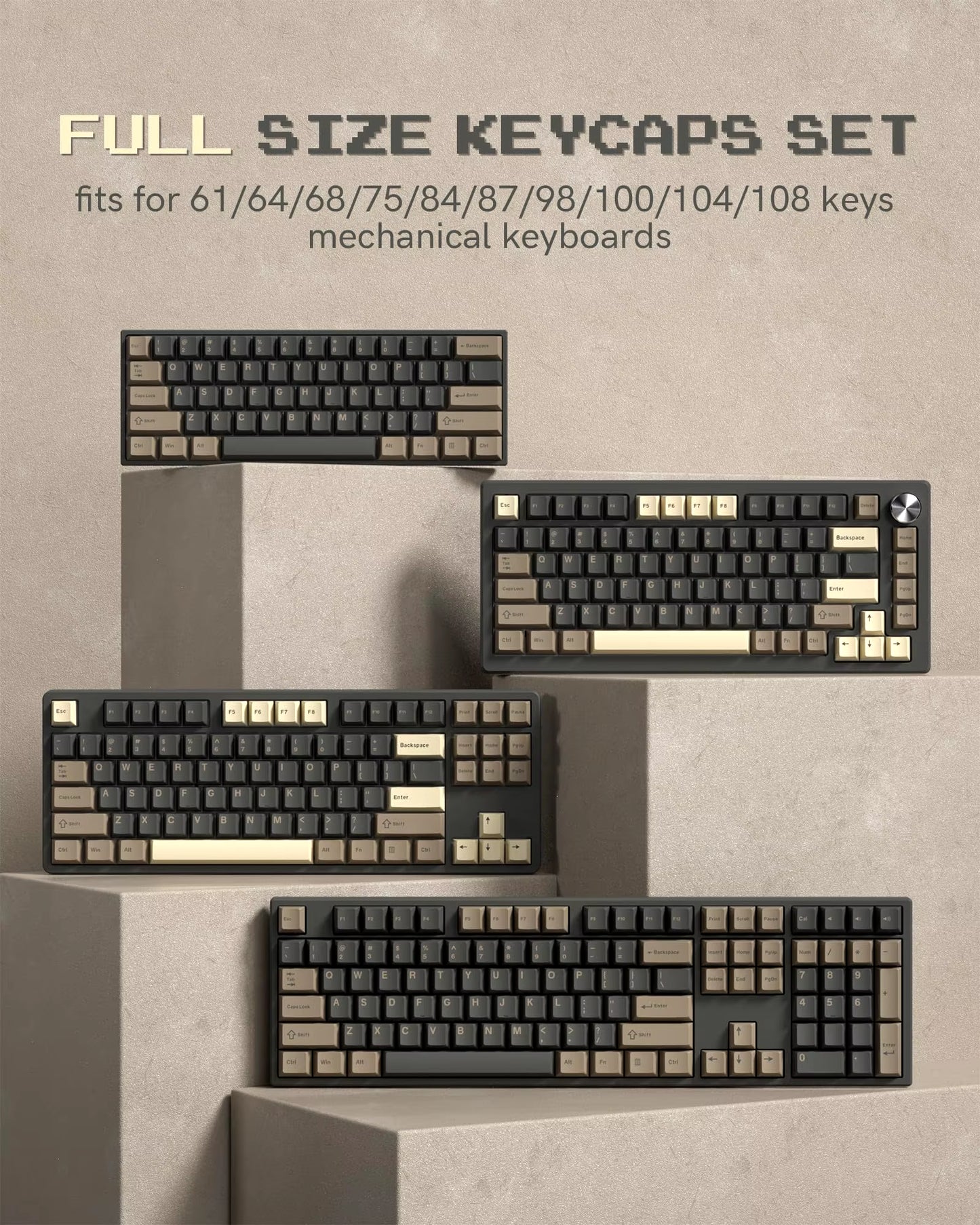 138 Keys Retro Brown Gray PBT Keycap Double Shot Cherry Profile Key Caps for Cherry MX Switches Mechanical Gamer Keyboard