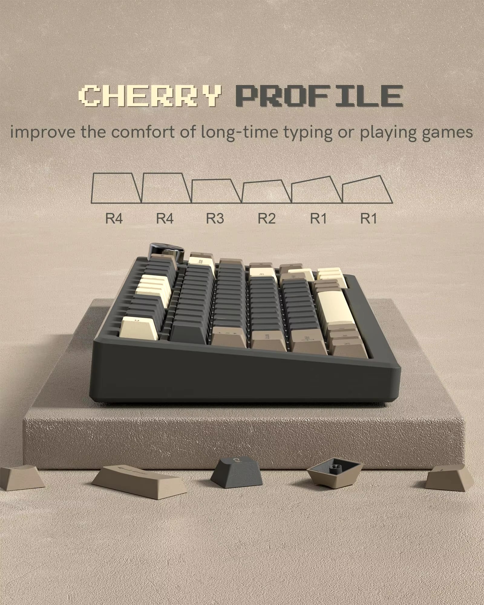 138 Keys Retro Brown Gray PBT Keycap Double Shot Cherry Profile Key Caps for Cherry MX Switches Mechanical Gamer Keyboard