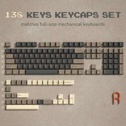 138 Keys Retro Brown Gray PBT Keycap Double Shot Cherry Profile Key Caps for Cherry MX Switches Mechanical Gamer Keyboard