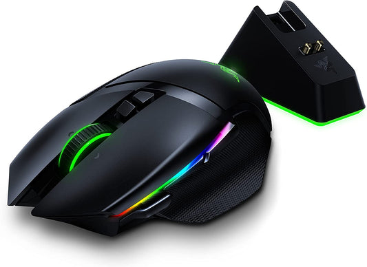 Basilisk Ultimate Hyperspeed Wireless Gaming Mouse W/ Charging Dock: Fastest Gaming Mouse Switch - 20K DPI Optical Sensor - Chroma RGB - 11 Programmable Buttons - 100 Hr Battery - Classic Black